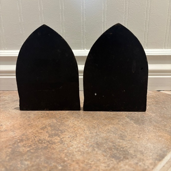 Vintage Cabin Scene Cast Iron Bookends 1920s 1930s Rustic Cottage Farmhouse - Picture 3 of 7